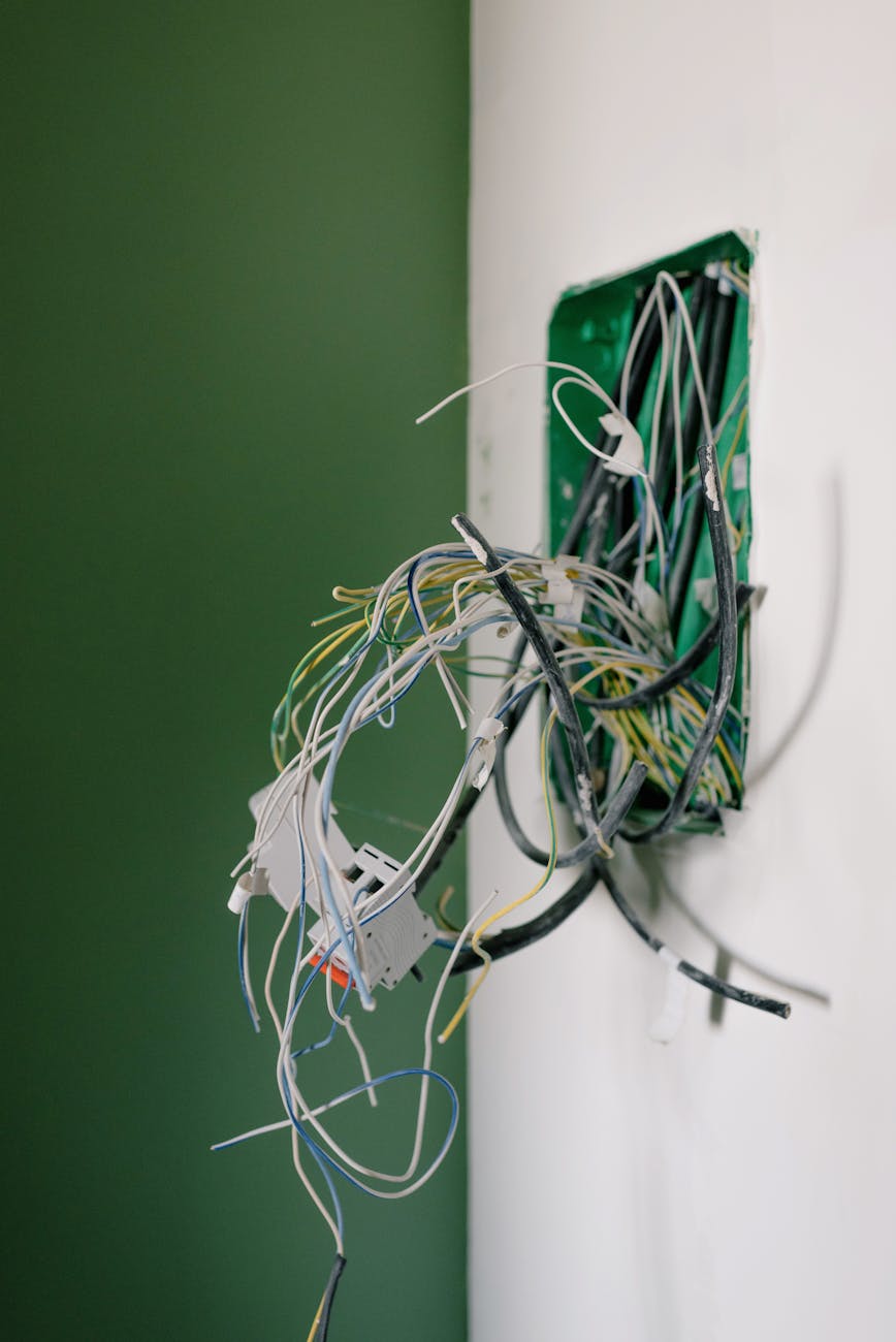 power socket during construction on building